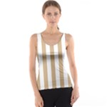 Vertical Stripes - White and Tan Brown Tank Top