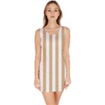 Vertical Stripes - White and Tan Brown Bodycon Dress