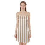 Vertical Stripes - White and Tan Brown Satin Night Slip