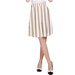 Vertical Stripes - White and Tan Brown A-Line Skirt
