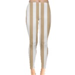 Vertical Stripes - White and Tan Brown Women s Leggings