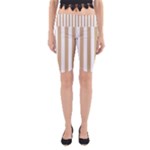 Vertical Stripes - White and Tan Brown Yoga Cropped Leggings