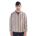 Vertical Stripes - White and Tan Brown Wind Breaker (Men)