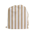 Vertical Stripes - White and Tan Brown Drawstring Pouch (XL)
