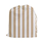 Vertical Stripes - White and Tan Brown Drawstring Pouch (XXl)