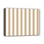 Vertical Stripes - White and Tan Brown Deluxe Canvas 16  x 12  (Stretched)
