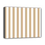 Vertical Stripes - White and Tan Brown Deluxe Canvas 20  x 16  (Stretched)