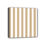Vertical Stripes - White and Tan Brown Mini Canvas 4  x 4  (Stretched)
