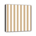Vertical Stripes - White and Tan Brown Mini Canvas 6  x 6  (Stretched)