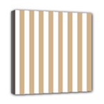 Vertical Stripes - White and Tan Brown Mini Canvas 8  x 8  (Stretched)
