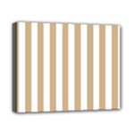 Vertical Stripes - White and Tan Brown Canvas 10  x 8  (Stretched)