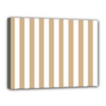 Vertical Stripes - White and Tan Brown Canvas 16  x 12  (Stretched)