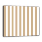 Vertical Stripes - White and Tan Brown Canvas 20  x 16  (Stretched)