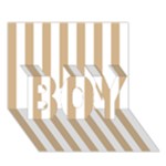 Vertical Stripes - White and Tan Brown BOY 3D Greeting Card (7x5)