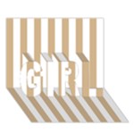 Vertical Stripes - White and Tan Brown GIRL 3D Greeting Card (7x5)