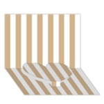Vertical Stripes - White and Tan Brown Heart Bottom 3D Greeting Card (7x5)