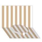 Vertical Stripes - White and Tan Brown Circle Bottom 3D Greeting Card (7x5)