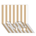 Vertical Stripes - White and Tan Brown LOVE Bottom 3D Greeting Card (7x5)