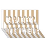 Vertical Stripes - White and Tan Brown Happy New Year 3D Greeting Card (8x4)