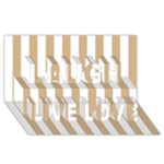 Vertical Stripes - White and Tan Brown Laugh Live Love 3D Greeting Card (8x4)
