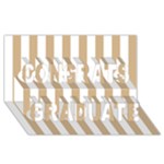 Vertical Stripes - White and Tan Brown Congrats Graduate 3D Greeting Card (8x4)