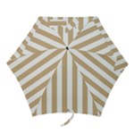 Vertical Stripes - White and Tan Brown Mini Umbrella