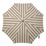 Vertical Stripes - White and Tan Brown Hook Handle Umbrella (Medium)
