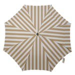 Vertical Stripes - White and Tan Brown Hook Handle Umbrella (Small)