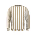 Vertical Stripes - White and Khaki Brown Kid s Sweatshirt