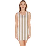 Vertical Stripes - White and Khaki Brown Bodycon Dress