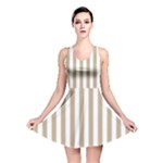 Vertical Stripes - White and Khaki Brown Reversible Skater Dress