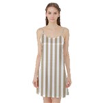 Vertical Stripes - White and Khaki Brown Satin Night Slip