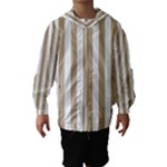 Vertical Stripes - White and Khaki Brown Hooded Wind Breaker (Kids)
