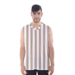 Vertical Stripes - White and Khaki Brown Men s Basketball Tank Top