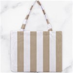 Vertical Stripes - White and Khaki Brown Mini Tote Bag