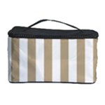 Vertical Stripes - White and Khaki Brown Cosmetic Storage Case
