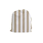 Vertical Stripes - White and Khaki Brown Drawstring Pouch (M)