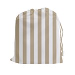 Vertical Stripes - White and Khaki Brown Drawstring Pouch (XXl)