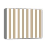 Vertical Stripes - White and Khaki Brown Deluxe Canvas 14  x 11  (Stretched)