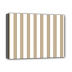 Vertical Stripes - White and Khaki Brown Deluxe Canvas 16  x 12  (Stretched)