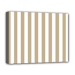 Vertical Stripes - White and Khaki Brown Deluxe Canvas 20  x 16  (Stretched)