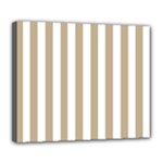 Vertical Stripes - White and Khaki Brown Deluxe Canvas 24  x 20  (Stretched)