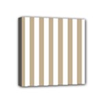 Vertical Stripes - White and Khaki Brown Mini Canvas 4  x 4  (Stretched)