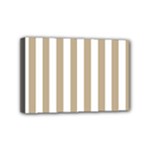 Vertical Stripes - White and Khaki Brown Mini Canvas 6  x 4  (Stretched)