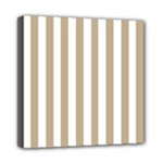 Vertical Stripes - White and Khaki Brown Mini Canvas 8  x 8  (Stretched)