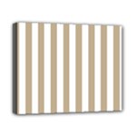 Vertical Stripes - White and Khaki Brown Canvas 10  x 8  (Stretched)