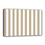 Vertical Stripes - White and Khaki Brown Canvas 18  x 12  (Stretched)