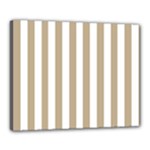 Vertical Stripes - White and Khaki Brown Canvas 20  x 16  (Stretched)