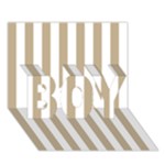 Vertical Stripes - White and Khaki Brown BOY 3D Greeting Card (7x5)