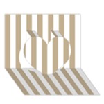 Vertical Stripes - White and Khaki Brown Heart 3D Greeting Card (7x5)